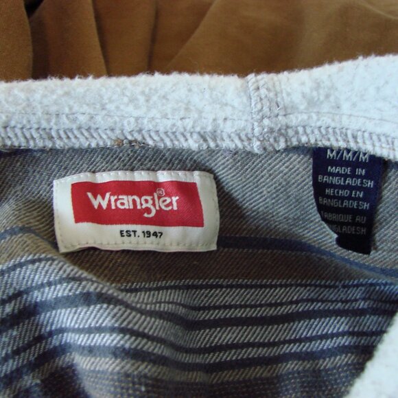 Wrangler Hooded Shirt Jacket Flannel Lined Hoodie Spice Brown Size Medium - Picture 7 of 14